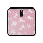 Car Trash Can Organizer Bin with Adjustable Strap for Back Front Seat Console Waterproof Leakproof Collapsible Portable 11 Inch Pink Unicorns Silhouette and Stars