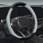 Leather Steering Wheel Cover for Chevy Silverado 1500 2500 3500, 14.5-15 inches Car Steering Wheel Cover with Non-Slip Breathable (White)
