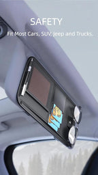 Car Sun Visor Organizer, Universal Fit for Most Cars & SUVs, Nappa Leather Visor Pocket Holder with 6 Pockets for Sunglasses, Phone, Cards, Easy Installation No Tools
