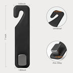 CoBak Headrest Hooks for Car - Universal Premium Stitched Leather and Aluminum-Magnesium Alloy Single Car Seat Back Storage Hook for Purses, Handbags, Bags (2 Pack),Black