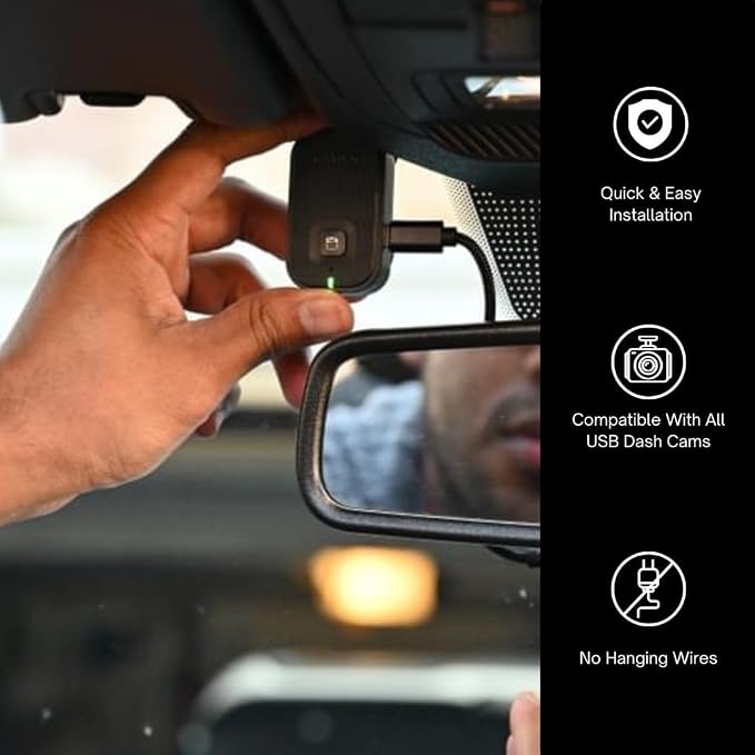 Dongar Dashcam Power Adapter (10-pin Type A) Compatible with Select Nissan, Frontier, Titan, Altima, Infiniti, Subaru, Toyota & more. Connects to Rearview Mirror, Built-In USB Power Source, EZ Install