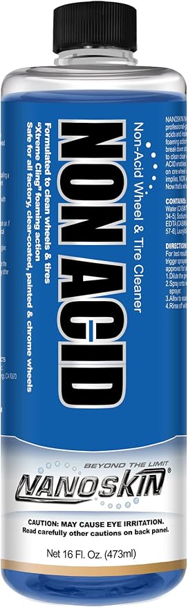 NON ACID Professional Wheel & Tire Cleaner 16 oz – Works with Tire Brush | Car Wash Cleaning Spray for Car Detailing | Removes Brake Dust, Oil, Dirt, Light Corrosion