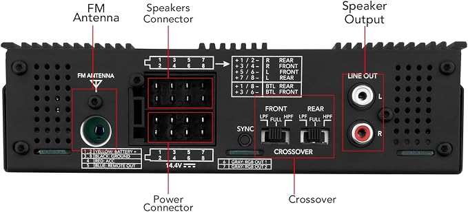 Amplayer G2 Bluetooth Car Stereo Single DIN Media Receiver with Built-in 400W RMS Amplifier, 4 Channels, USB, SD, FM Radio, Hands-Free Calling, Audio Processor & RGB LED Control