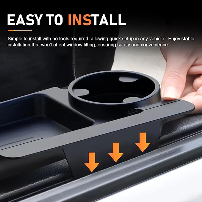 Car Cup Holder, Car Window Multifunctional Organizer, Vehicle Door Side Hanging Rack, Cell Phone Storage Box, Plug & Play Vehicle Storage with Sponge Pads, for Most Cars (Black #A)