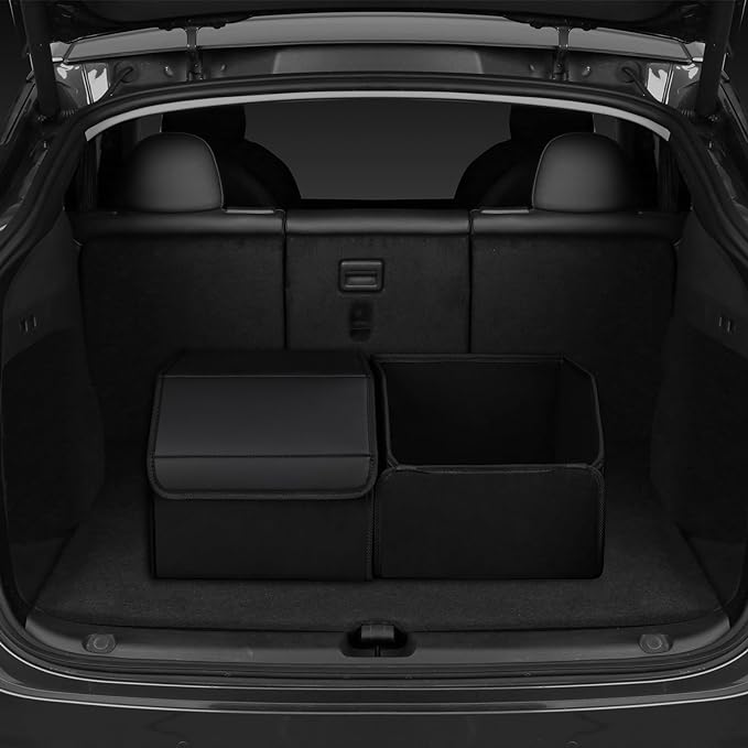 car organizers and storage for SUV,trunk organizer for sedan, leather foldable sleek box with lid,collapsible cargo bins, tool accessories containers,Collapsible Suede velvet (18 inch Covered)