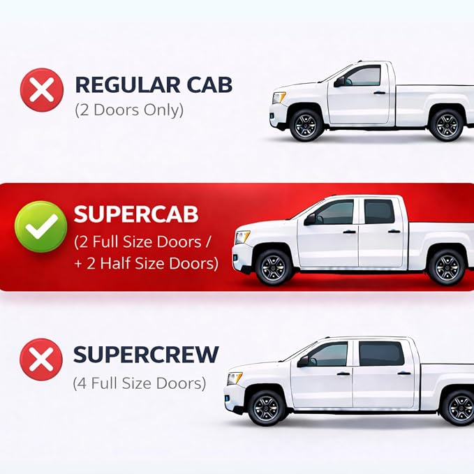 KPY Rain Guards Fit for 1997-2003 Ford F150 SuperCab & 2004 F150 Heritage SuperCab, Out-Channel Window Visors Vent Wind Deflectors 4PC, 1997-1999 Ford F250 SuperCab Light Duty (Extended Cab Only)