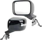 Driver Side Mirror Compatible with Jeep Renegade 2015-2023 Power Glass Heated with Turn Signal Indicator Blind Spot Detection Manual Folding Bright Black Left Door Mirrors (7＋1 Pins)