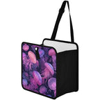 Car Trash Can Organizer Bin with Adjustable Strap for Back Front Seat Console Waterproof Leakproof Collapsible Portable 11 Inch Jellyfishes and Bubbles Pink