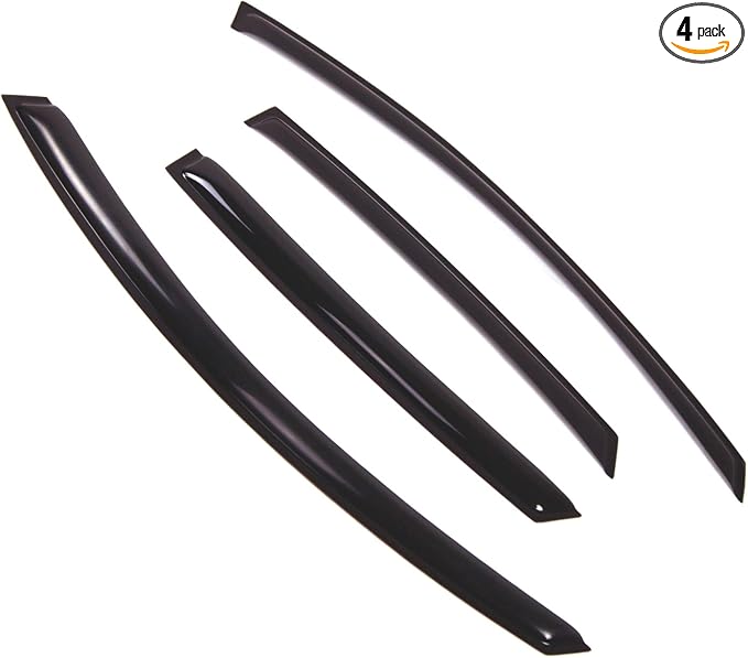 Outside Mount Window Vent Visors Rain Guards Compatible with Audi A6 2005-2010 | Side Window Wind Deflectors Rain Shields | Smoke Tinted, 4 Pcs Set, DGWV-499