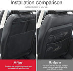 Heavy Duty Kick Mat, 2 Pack Car Seat Back Protectors, Upgraded Waterproof Fabric, Car Back Seat Cover for Kids, Pets with 3 Reinforced Mesh Storage Pockets