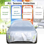 Half Car Cover All Weather Car Body Cover Sunshade Cover Snow Cover Waterproof Snowproof Universal 210D Oxford Fabric (Fit Hatchback Length 158'' to 173'')