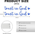 4PCS Trust in God Rearview Mirror Decals, Automotive Vinyl Rear View Mirror Decorative Stickers, Waterproof Trust in God Stickers for Car Truck Laptop, Car Accessories (Blue)