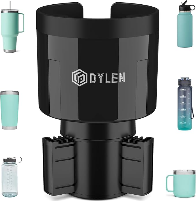 Cup Holder Expander with Expandable Insert, Fits 20 to 40 oz Bottles | Cup Holder Adapter Fits Owala Water Bottle 12/24/40 oz, Yeti 20/26/30 oz, Hydro Flask 32/40 oz, Offset Base Function