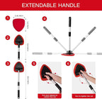 10pcs Windshield Cleaning Tool Inside Car Window Cleaner Wash Kit with 4 Reusable Microfiber Pads 1 Spray Bottle and Extendable Handle Interior Auto Glass Wiper Kit, Red