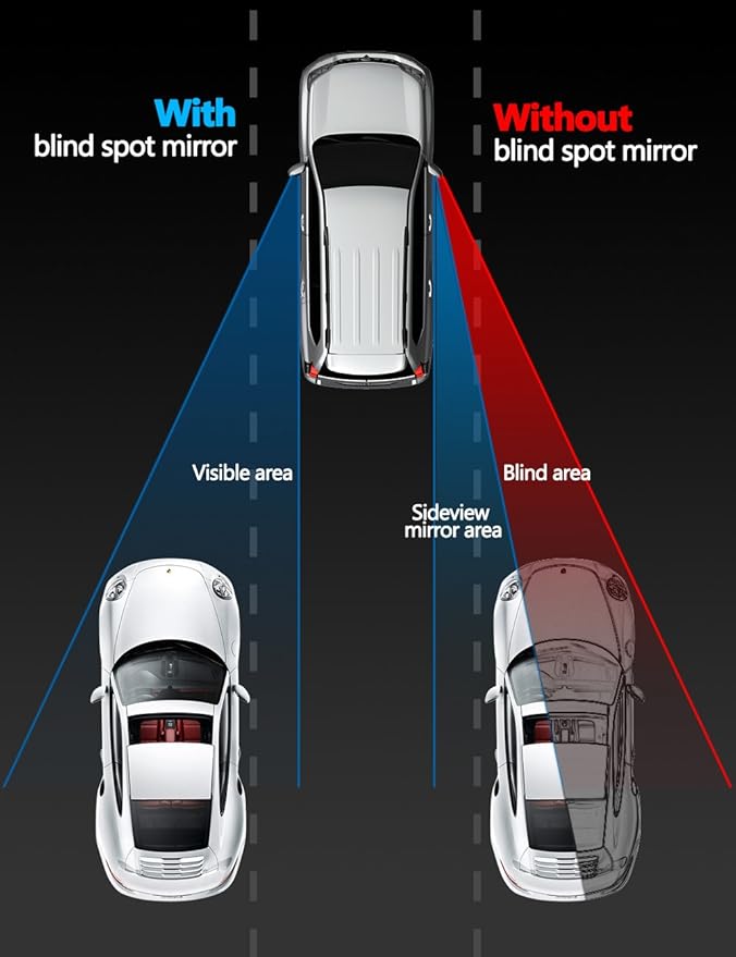 Blind Spot Mirror for Cars Car Side Mirror Auto Wide Angle Convex Rear View Stick On Design, Adjustable, 2 Pack