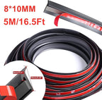 5M/16.5Ft Universal Self Adhesive Auto Rubber Weather Draft Seal Strip, Car Windshield Edge Moulding Sealing Strip Soundproof T-Type Rubber Edge Protector Trim, Black (8x10mm/0.31' x0.39'')