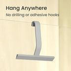 JustHang Shower Squeegee for Glass Doors, All-One-Piece Award-Winning Silicone Squeegee with Built-in Hook for Bathroom, Window, Mirror, Tile Wall, Car, Streak-Free Cleaner Tool,10-Inch Gray