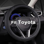 Customized Auto Car Steering Wheel Cover for Toyota Tacoma,4Runner,Tundra,Sequoia,15.5-16 inch (Black-Large Size)