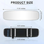 Frameless Rear View Mirror, Universal 11.81'' (300mm), Wide Angle Panoramic Convex Rearview Mirror, Clip-on to Original to Eliminate Blind Spot for Cars SUV Trucks