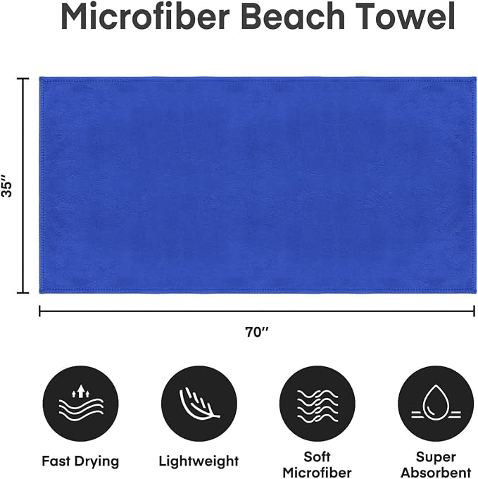 Microfiber Bath Sheet Towels, 2 Pack, 35" x 70", Dark Blue | Extra Large, Hanging Loop, Soft, Super Absorbent, Fast Drying for Shower Sauna Yoga Salon Hotel