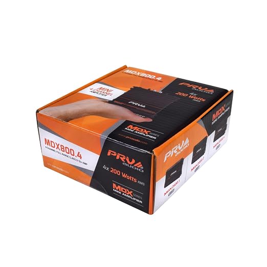 MDX800.4 2 Ohm Mini 4 Channel Car Audio Amplifier 4 x 200 Watts RMS at 2 Ohm - Compact 800x4 Amp Stereo, 800 Watts RMS, 2 Channel bridgedable, Multichannel Full Range