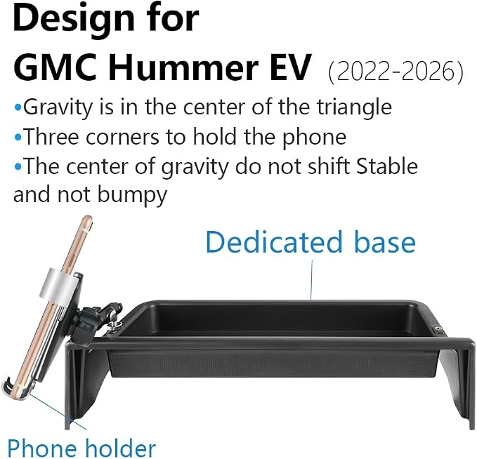 Car Phone Holder Center Console Organizer Tray for GMC Hummer EV 2022 2023 2024 2025 2026 Auto Interior Accessories Best Cell Phones Mount Mobile CellPhone Stand Dashboard Screen Storage Accessory