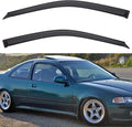 Set of 2 Front Smoke Sun/Rain Guard Outside Mount Tape-On Acrylic Window Visors Compatible with 92-95 Civic 2-Door Coupe/3-Door Hatchback