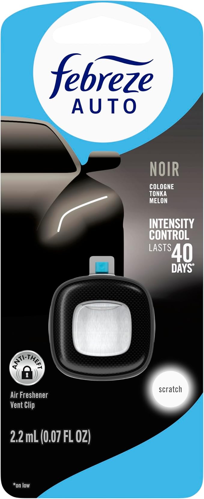AUTO Air Freshener, Odor-Fighting Automotive Vent Clip, Noir Scent, 8 Count