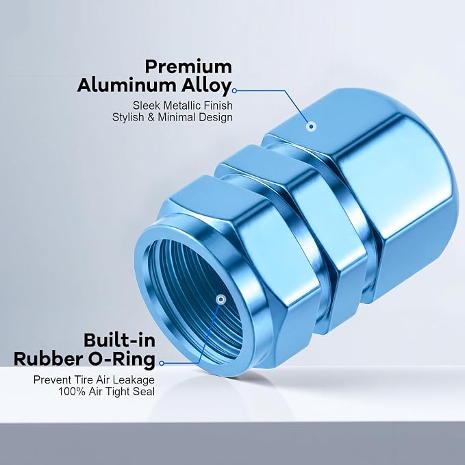 Car Tire Valve Stem Caps, 12pcs Air Caps Cover, Universal for Cars, SUVs, Bike, Trucks and Motorcycles-Pale Blue