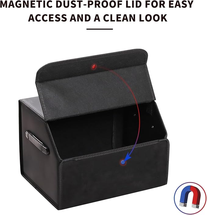 Leather Car Trunk Organizer,Durable Collapsible Adjustable Compartments Cargo Storage,AK-141