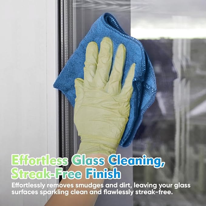 Lake Green Microfiber Cleaning Cloth 12 Pack 12.5 x 12.5 inch Microfiber Towels for Cars Ultra Absorbent Car Washing Cloth Lint Free Streak Free Cleaning Rags for Car, Kitchen Window