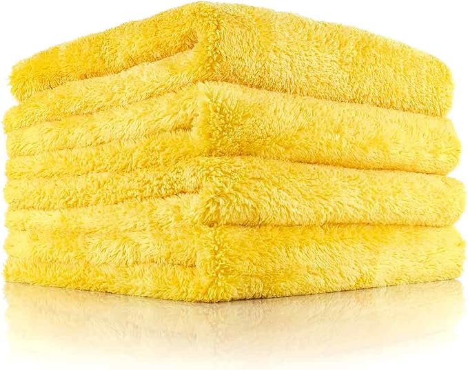 Eagle Edgeless 500 - Professional Korean 70/30 Blend, Super Plush Microfiber Detailing Towels, Circular Knit Weave, 500gsm, 16in x 16in, Gold (4-Pack)