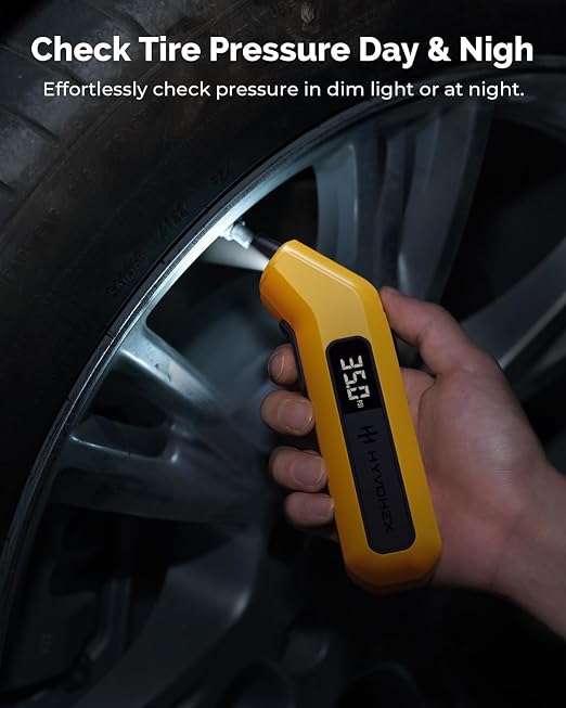 Tire Pressure Gauge Digital 200 PSI, Tire Gauges for Tire Pressure with AAA Batteries, Visual LED Display Tire Gauge with Backlight, Digital Tire Gauge for Car Truck Motorcycle (Orange)