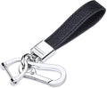 Genuine Leather Car Keychain,Universal Heavy Duty Metal Key Chain Accessories,Car Fob Key Keychain Holder with 360 Degree Rotatable Snap Swivel and Anti-Lost D-Ring for Men Women(Black)