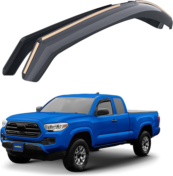Goodyear Shatterproof in-Channel Window Deflectors for Toyota Tacoma 2016-2023 Access Cab, Double Cab, Rain Guards, Window Visors for Cars, Vent Deflector, Car Accessories, 2 pcs - GY008505
