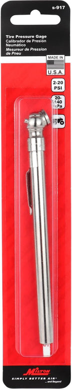 Tire Pressure Gauge, Single Ball Head Air Chuck, Nickel-Plated Brass Low-Pressure Pencil Tire Gauge, 2-20 PSI Trucks, RVs, and Cars
