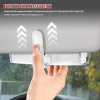 Sunglasses Holder for Car Sun Visor, Leather Auto Eyeglasses Storage Case with Hidden Magnetic Closure, Universal Protective Glasses Organizer Box, Visor Accessories for Woman Man (White)