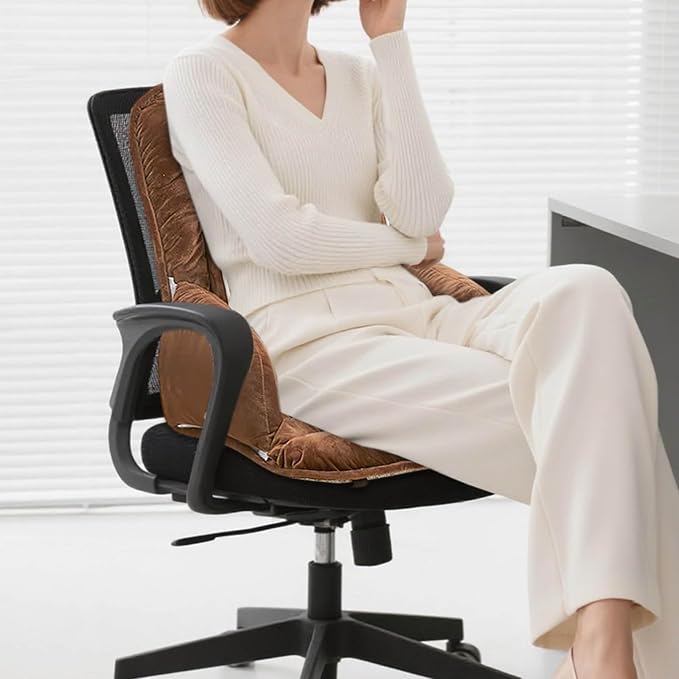 Office Heated Seat Cushion for Desk Chair,Upgraded Lumbar Support Seat for Cushions for Dorm Desk Chair with Back, USB Interface, 3-Speed Temperature Control (Brown)
