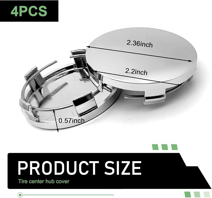 4PCS Car Wheel Center Caps, 60MM/2.36In OD 56MM/2.2In ID Center Hub Cover, ABS Snap-in Vehicle Rim Hub Caps, Rustproof Dustproof Center Cap for Rims, Universal Wheel Hub Decoration (Silver)