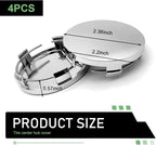4PCS Car Wheel Center Caps, 60MM/2.36In OD 56MM/2.2In ID Center Hub Cover, ABS Snap-in Vehicle Rim Hub Caps, Rustproof Dustproof Center Cap for Rims, Universal Wheel Hub Decoration (Silver)