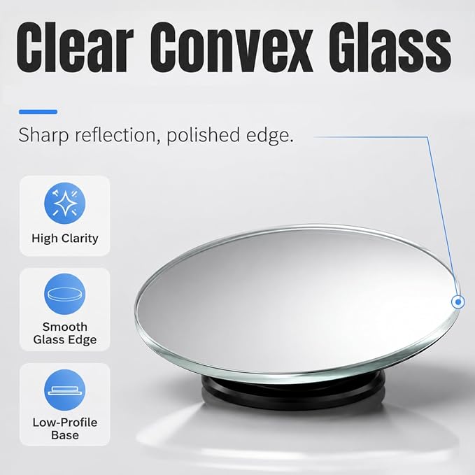 Blind Spot Mirrors - 2 Pack Round HD Glass Frameless Convex Rear View Mirror with Wide Angle Adjustable Stick for Cars, Trucks, And Motorcycles Stuff Rearview Mirror Accessories Decor