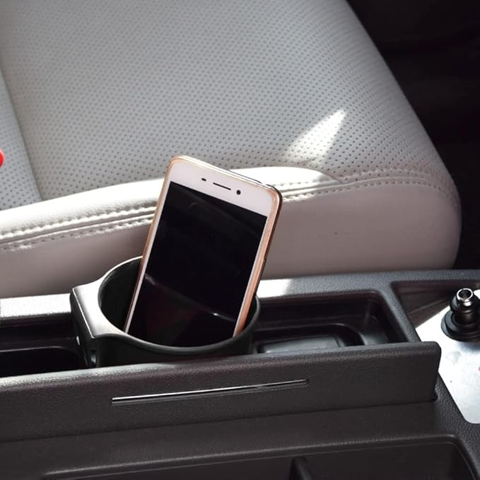 Car Cup Holder Hook, Wear-Resistant Auto Drink Holder 3.54'' Caliber Window Door Cup Holder with Ventilation Clip for Coffee Water Bottles Key Coin Brown