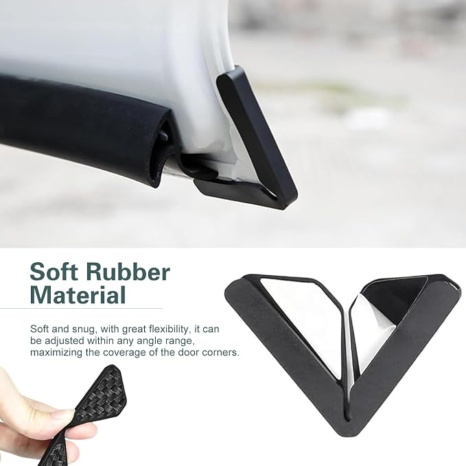 2PCS Car Door Corner Guards, Carbon Fiber Car Door Edge Protector, Anti-Collision Anti-Scratch Soft Plastic Doors Corner Protective Cover, Universal for Most Vehicle, Car, Truck (Black)