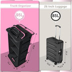 Trunk Organizer for Car, 95L Large Capacity Trunk Storage with Non-Slip Bottom Strips, Cargo Organizer for Suv, Truck, Sedan, Waterproof Portable Car Organizers for Women Men(Pink)