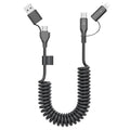 Coiled USB-C and Lightning Cable 2-in-1, 3FT iPhone 17 16 Car Charger Cord, 60W Fast Charging Cable for iPhone 15, Samsung Galaxy Supports Apple CarPlay & Android Auto