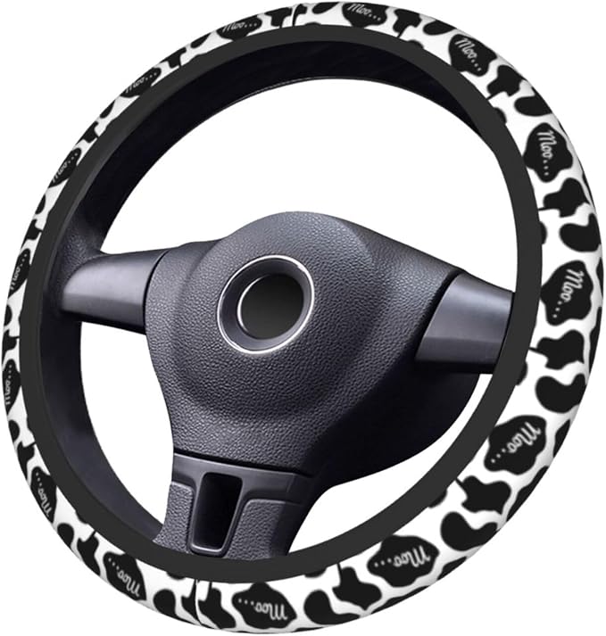Cow Pink Print Cute Country Rustic Farmhouse Steering Wheel Cover Car Accessories Cute for Women Girls Girly Universal 15 Inch Neoprene Auto Interior Decor Anti Slip Car Truck Protector