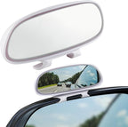 Clip on Blind Spot Mirror, HD Glass Frameless Convex Rear View Mirrors Exterior Accessories with Wide Angle Adjustable Stick for Car SUV and Trucks, White