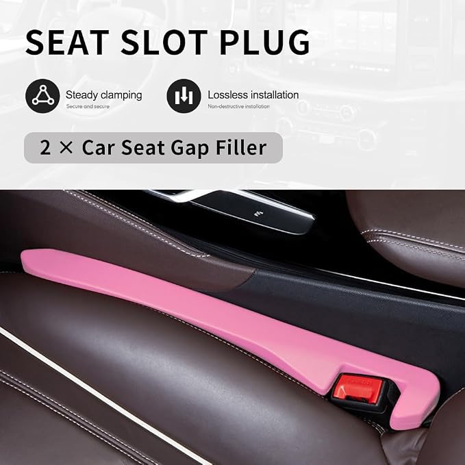 2PCS Car Seat Gap Filler,Flexible Seat Gap Organizer Between Seats for Tightly Filling Seat Gaps,Universal Car Side Seat Gap Filler Interior Car Accessories for Women & Men (Pink)