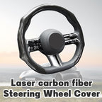 Zpana Carbon Fiber Car Steering Wheel Cover, Leather Non-Slip Vehicle Steering Wheel Cover for 14.5-15 Inch, Comfortable Auto Interior Protector Decoration Accessories, Universal Fit(Black)