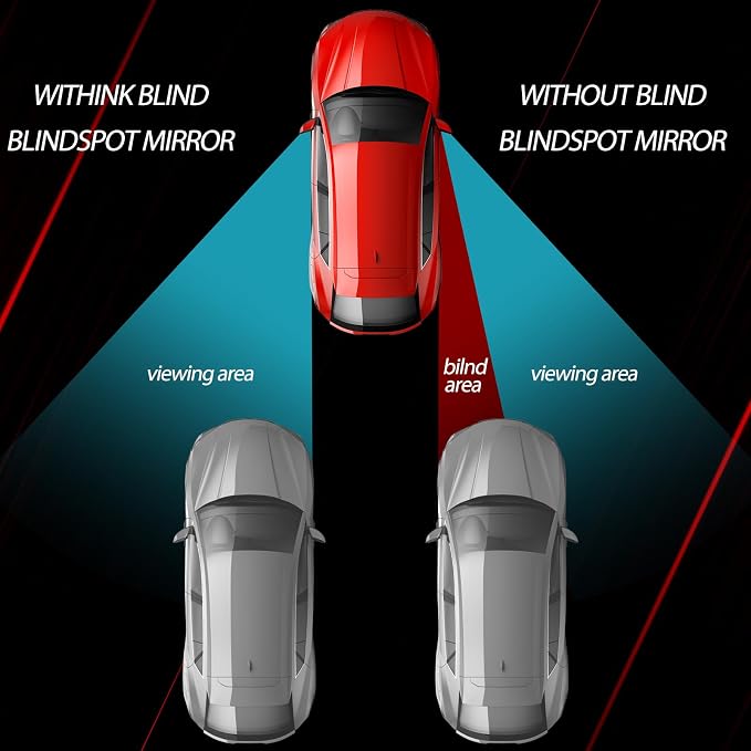 6 Pcs Blind Spot Mirror 360° Adjustable High Definition Glass Frameless Convex Side Mirror Blindspot Wide Angle Rear View Mirrors for Suvs Trucks Car Accessories(Fan, Round, Rectangle Shape)